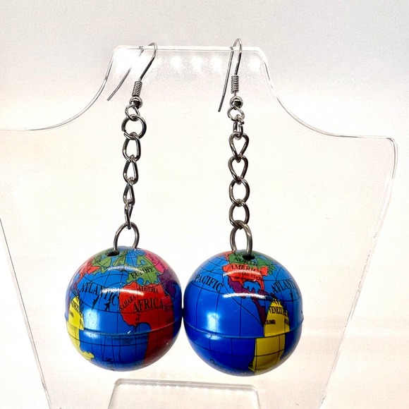 Globe Earrings - Earth Earrings - Planet Earrings - Space Earrings - Clarissa - Picture 1 of 11